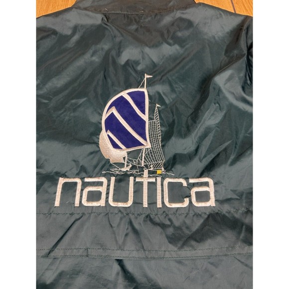 Vintage 90s Nautica made USA , Green Windbreaker Sailboat Big‎ Logo Size XL - Picture 4 of 16